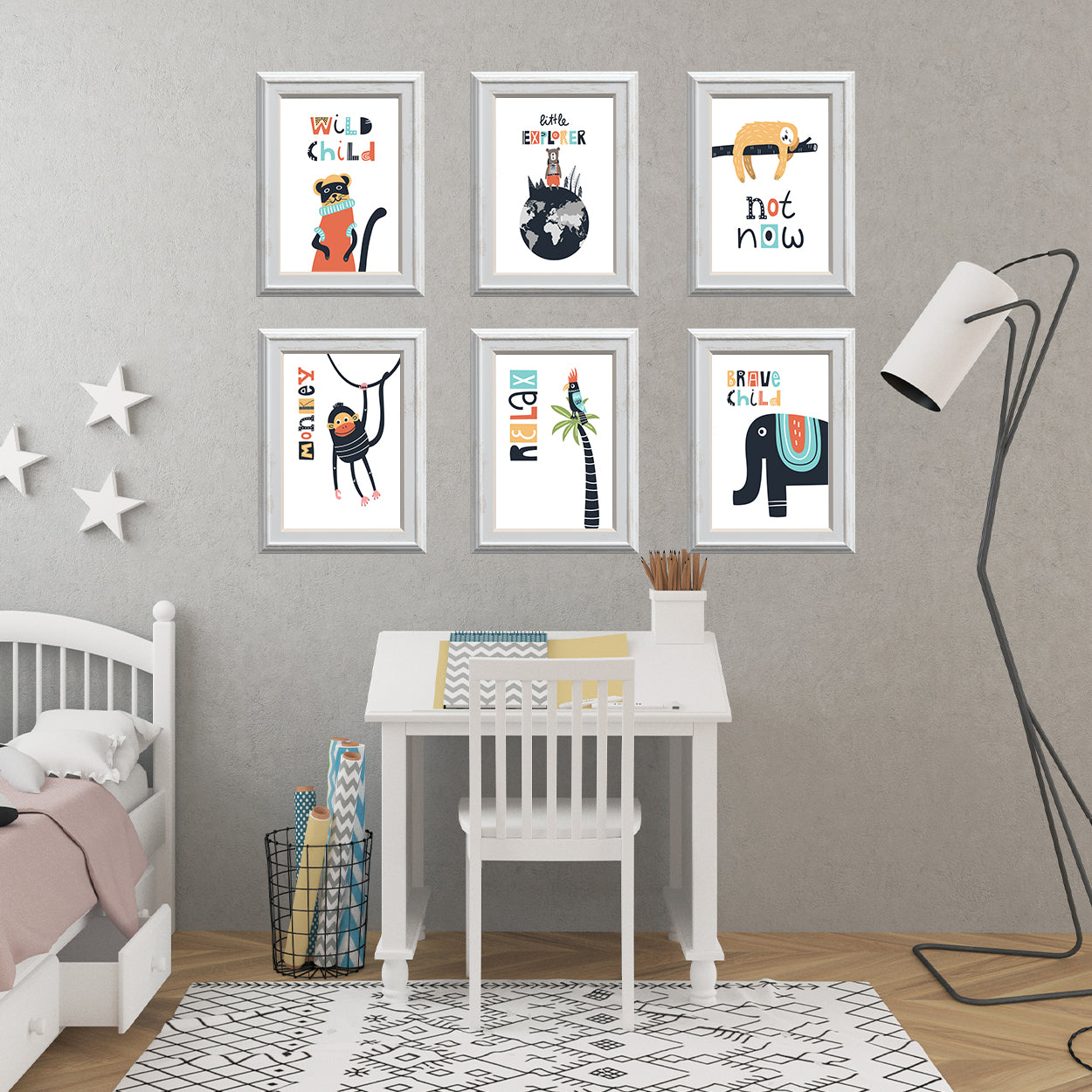 Set Of 6 Fun Animal Kids Bedroom Art Prints