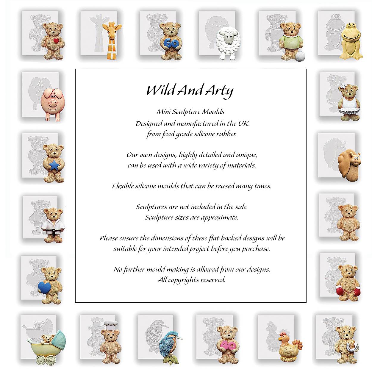Ted Wearing Heart Silicone Mould - Food Safe
