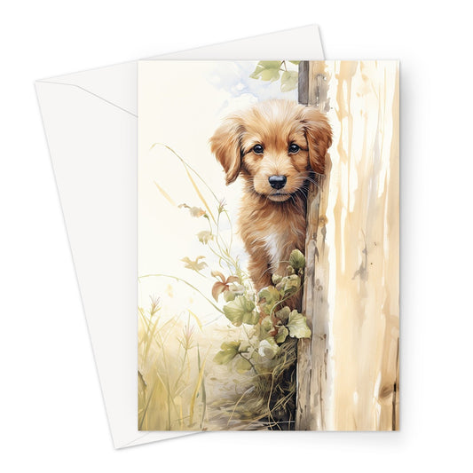 Peeking  Golden Retriever Greeting Card