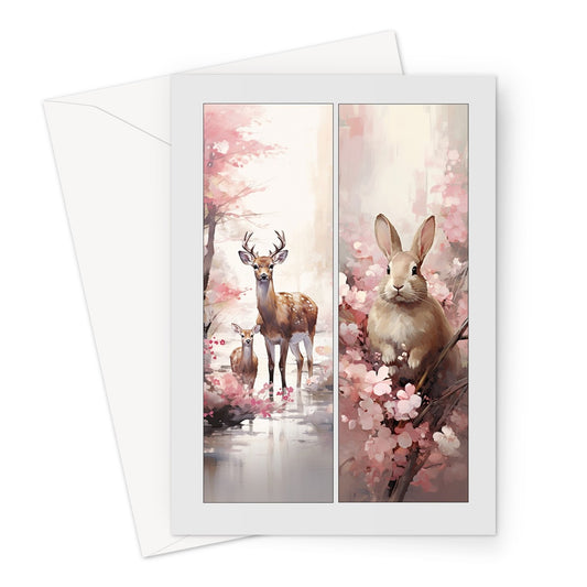 Nature Pair Deer And Rabbit Greeting Card