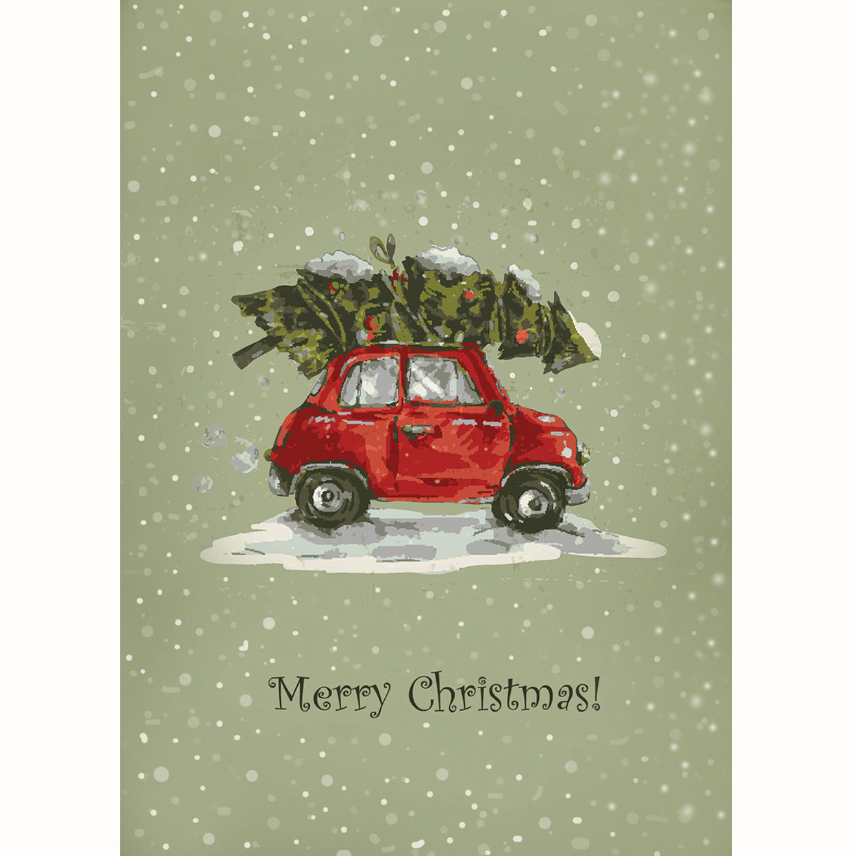 20 Blank Vintage Xmas Car Greeting Cards - Pack X02