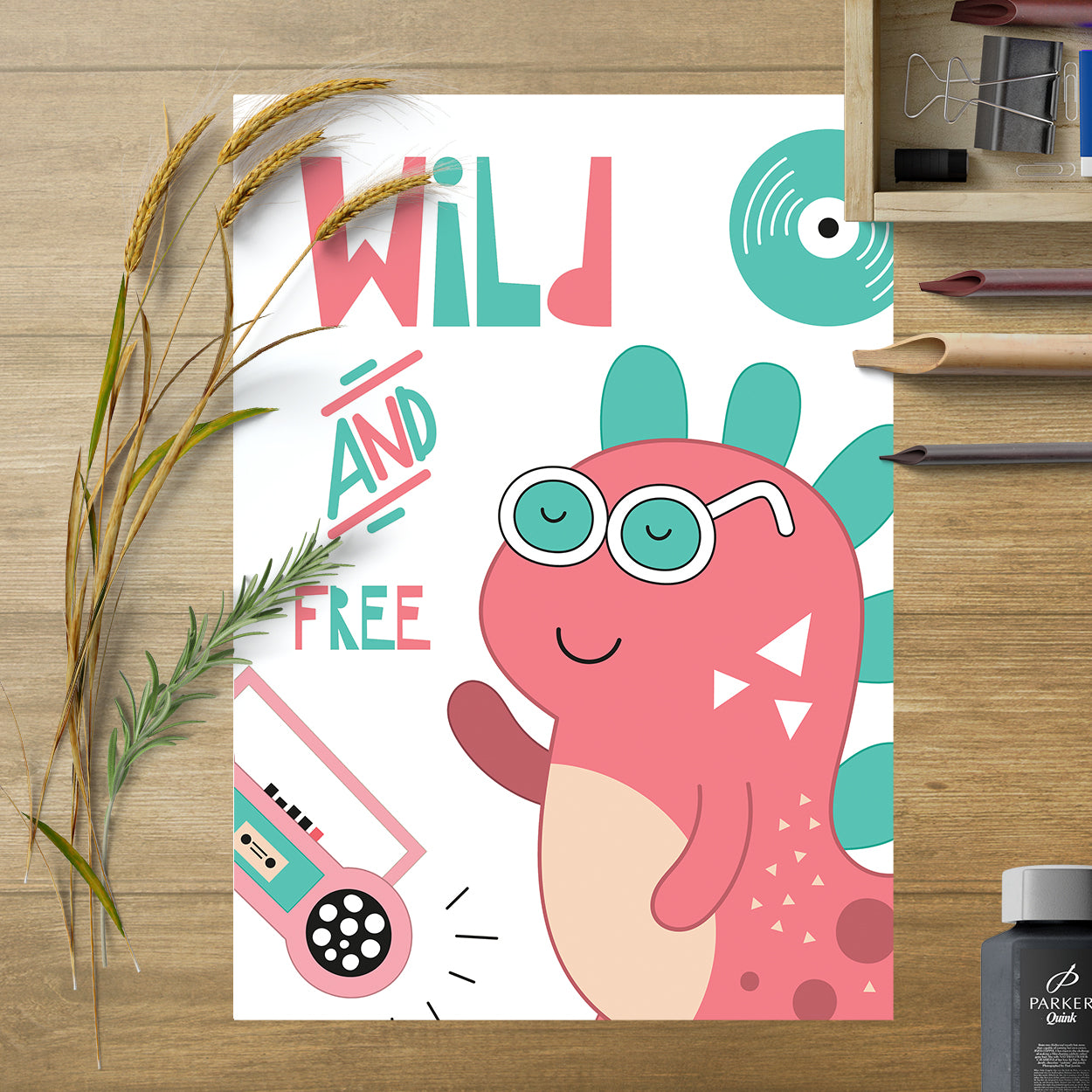 Set Of 6 Fun Little Dino Art Prints