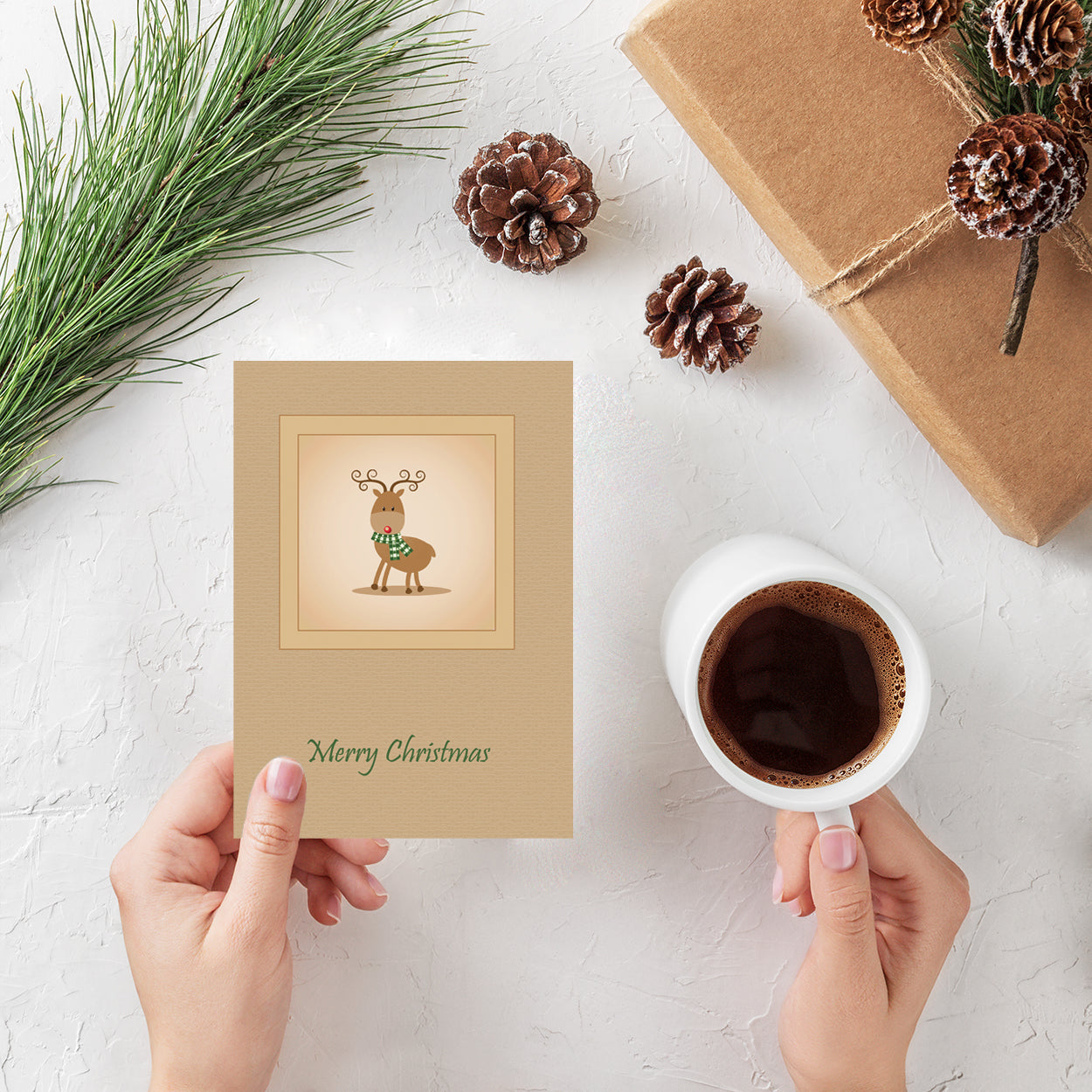 20 Blank Vintage Xmas Reindeer Greeting Cards - Pack X03