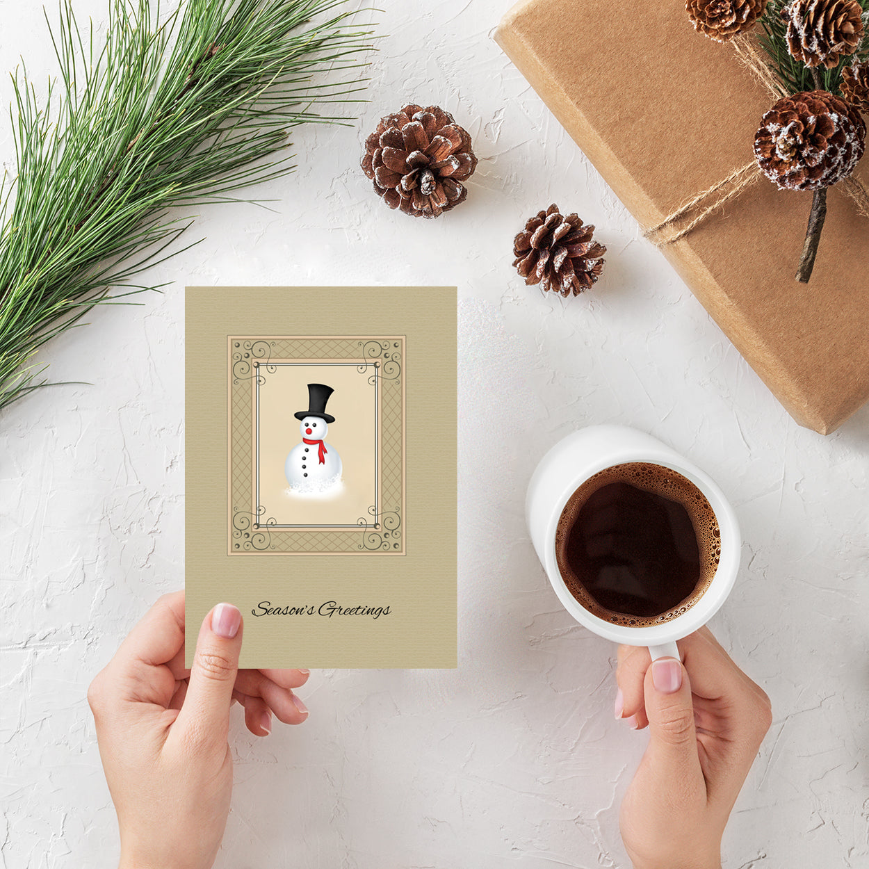20 Blank Vintage Xmas Snowman Greeting Cards - Pack X04