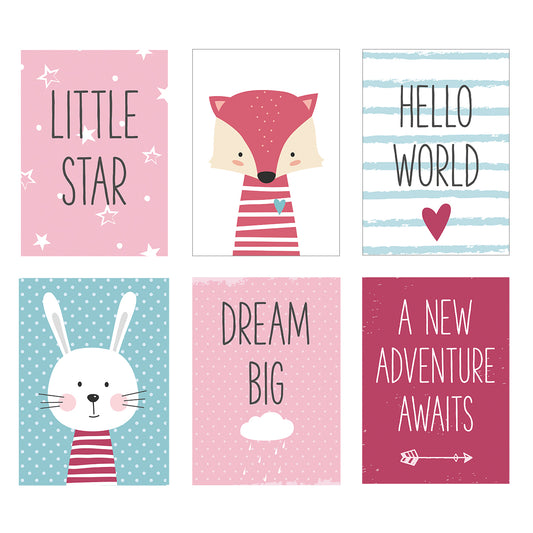 Set Of 6 Fun Baby Girls Art Prints