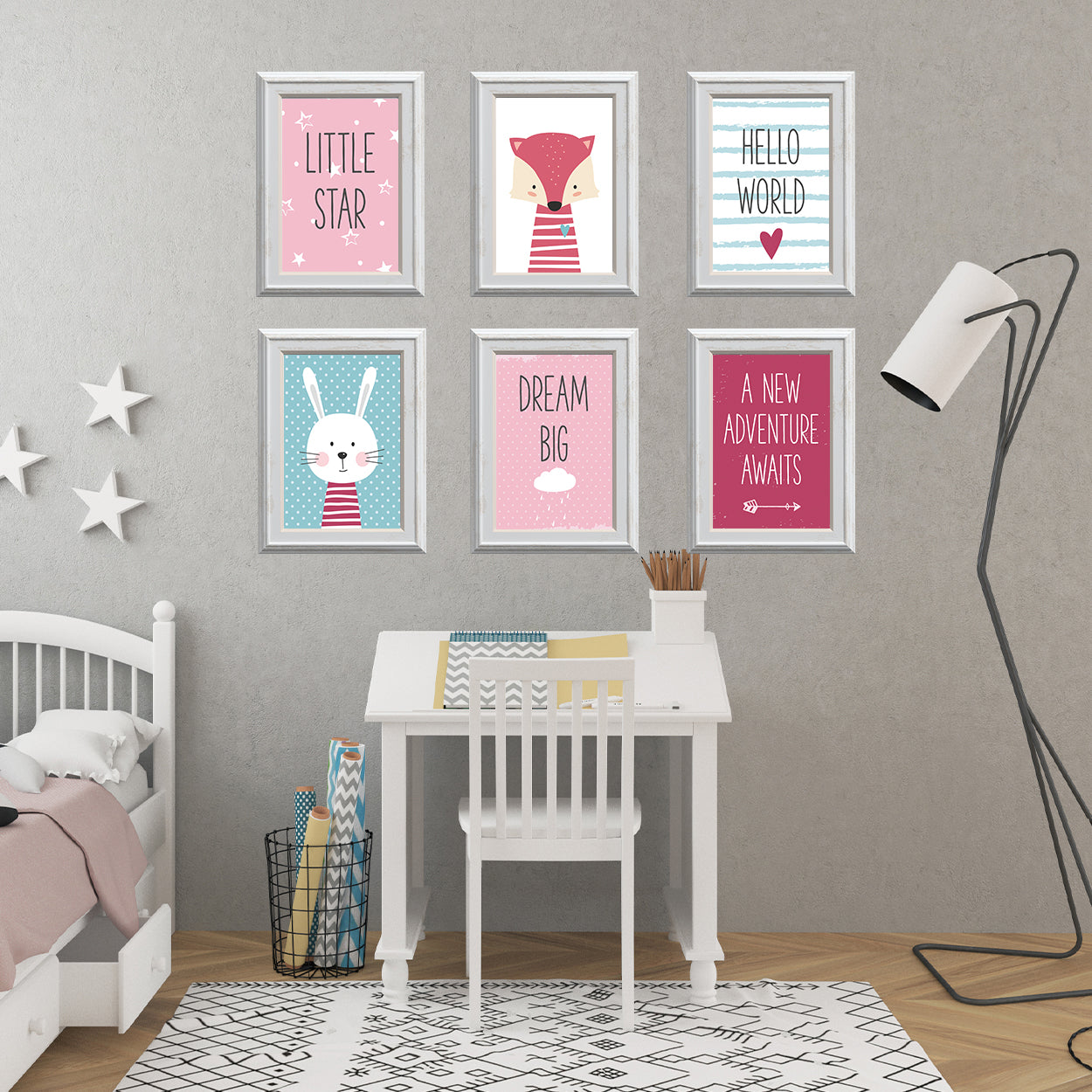 Set Of 6 Fun Baby Girls Art Prints
