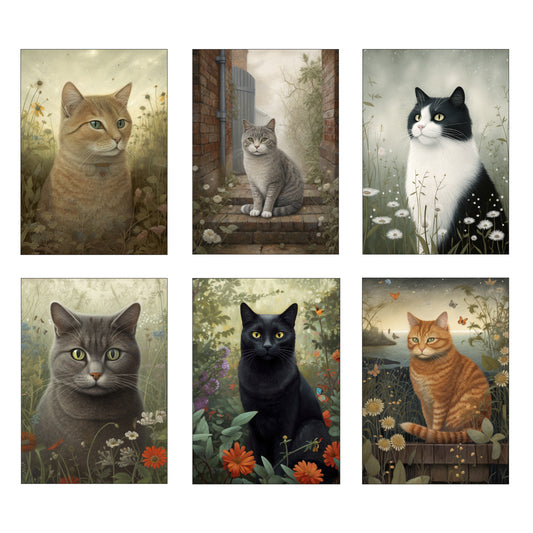 Set Of 6 Cat Prints