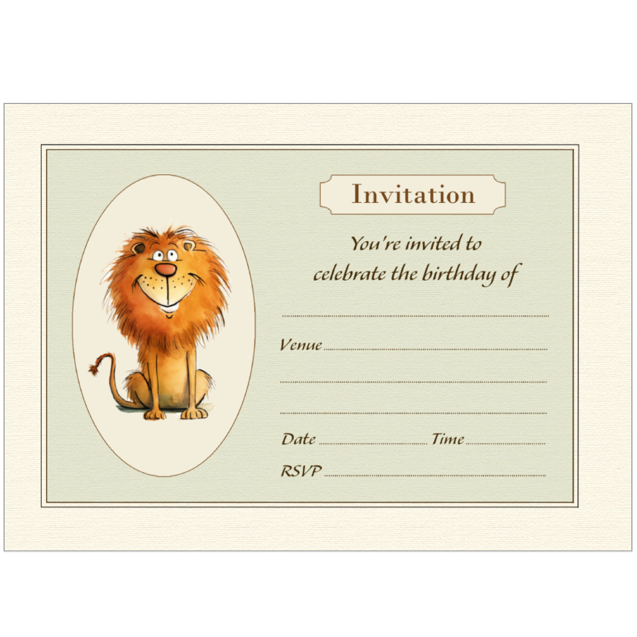 Happy Lion Birthday Party Invitations - Pack of 10