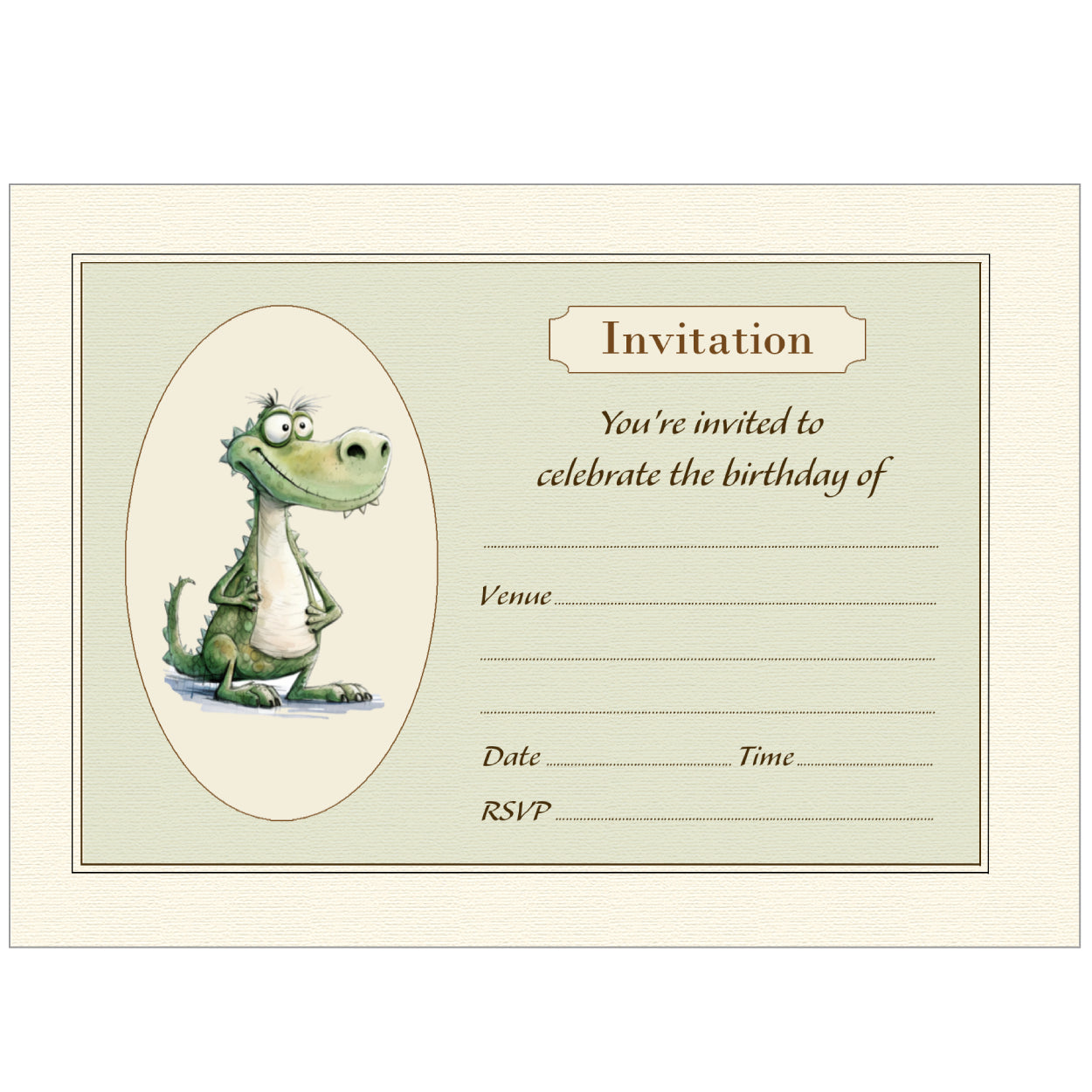 Crocodile Birthday Party Invitations - Pack of 10