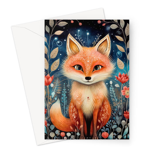 Folk Art Fox Greeting Card