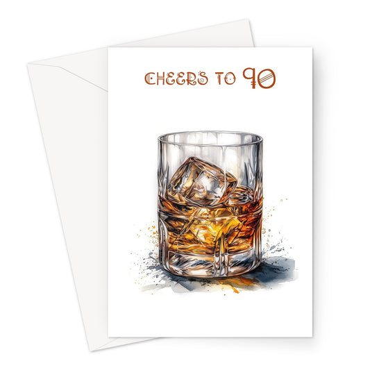 Whiskey On The Rocks 90th Birthday Greeting Card