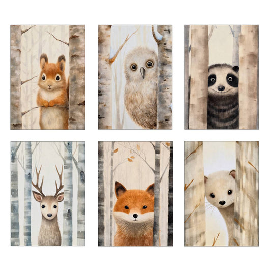Set Of 6 Hiding In The Forest Prints