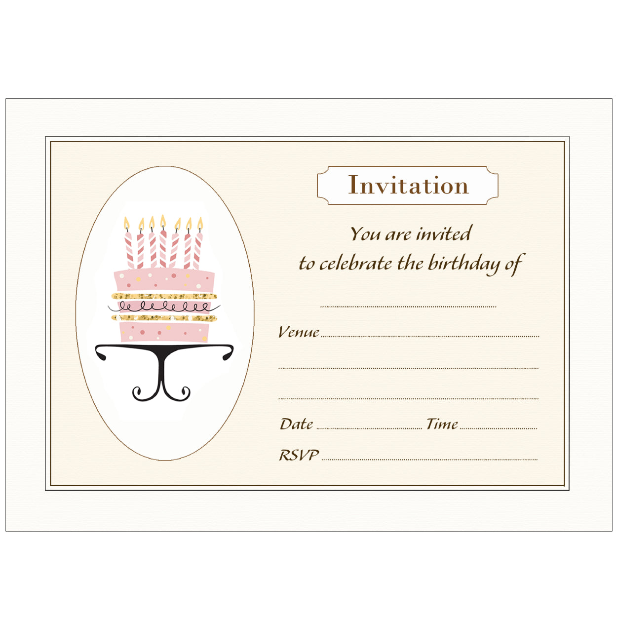 Pink Cake Birthday Invitations - Pack of 10