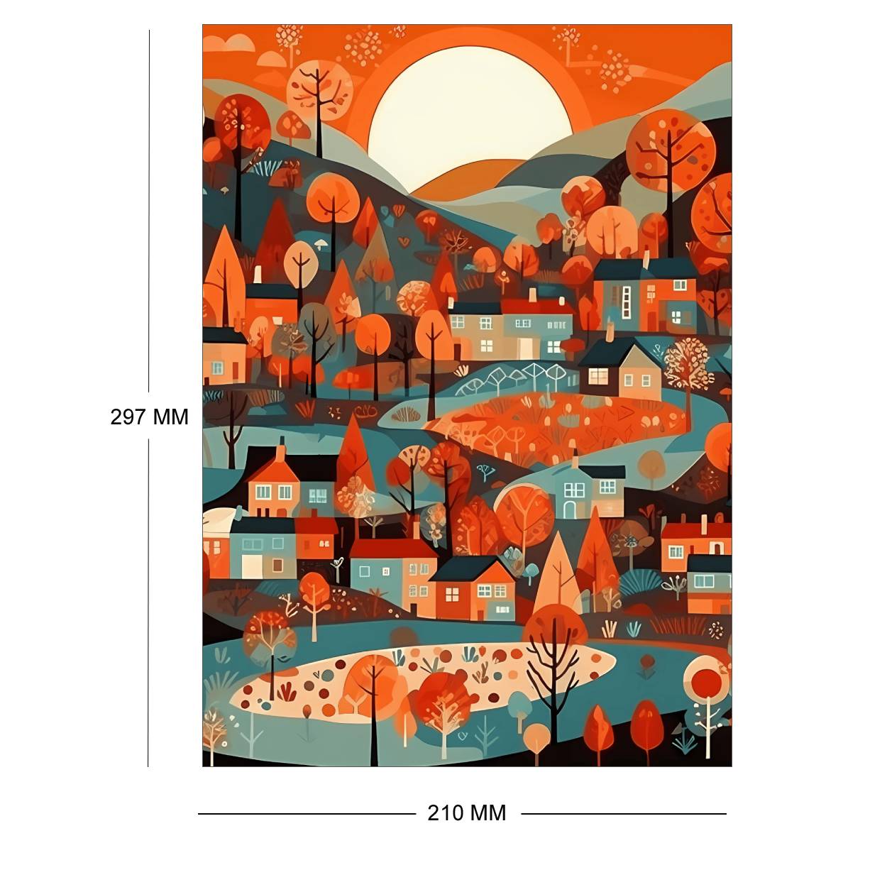 Set Of 6 Scandi Village Prints