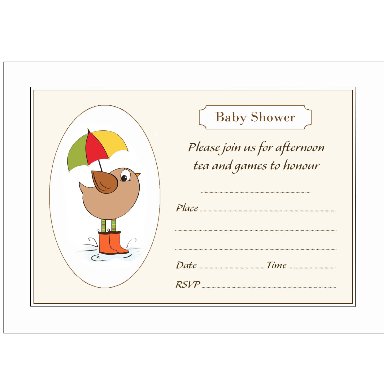 Little Bird Baby Shower Invitations - Pack of 10