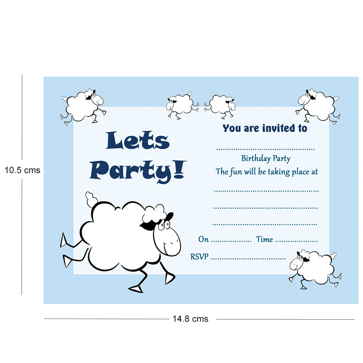 Sheep Birthday Party Invitations - Pack of 10