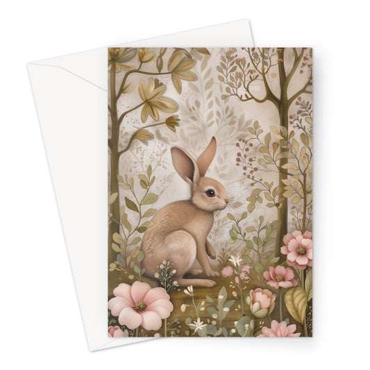 Woodland Flower Rabbit Greeting Card