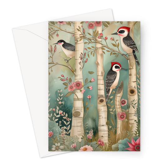Woodpecker Family Greeting Card