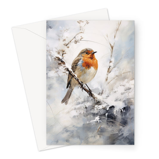 Snow Robin Xmas Greeting Card