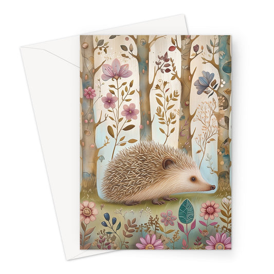 Woodland Flower Hedgehog Greeting Card