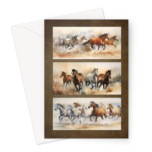 Horses In A Row Greeting Card
