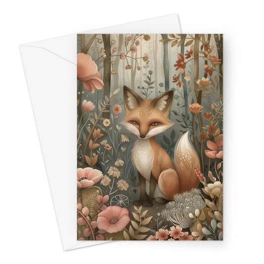 Forest Flower Fox Greeting Card