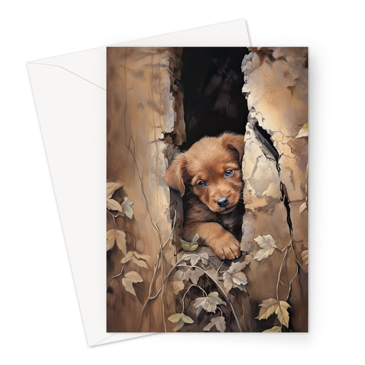 Hide And Seek Labrador Puppy Greeting Card