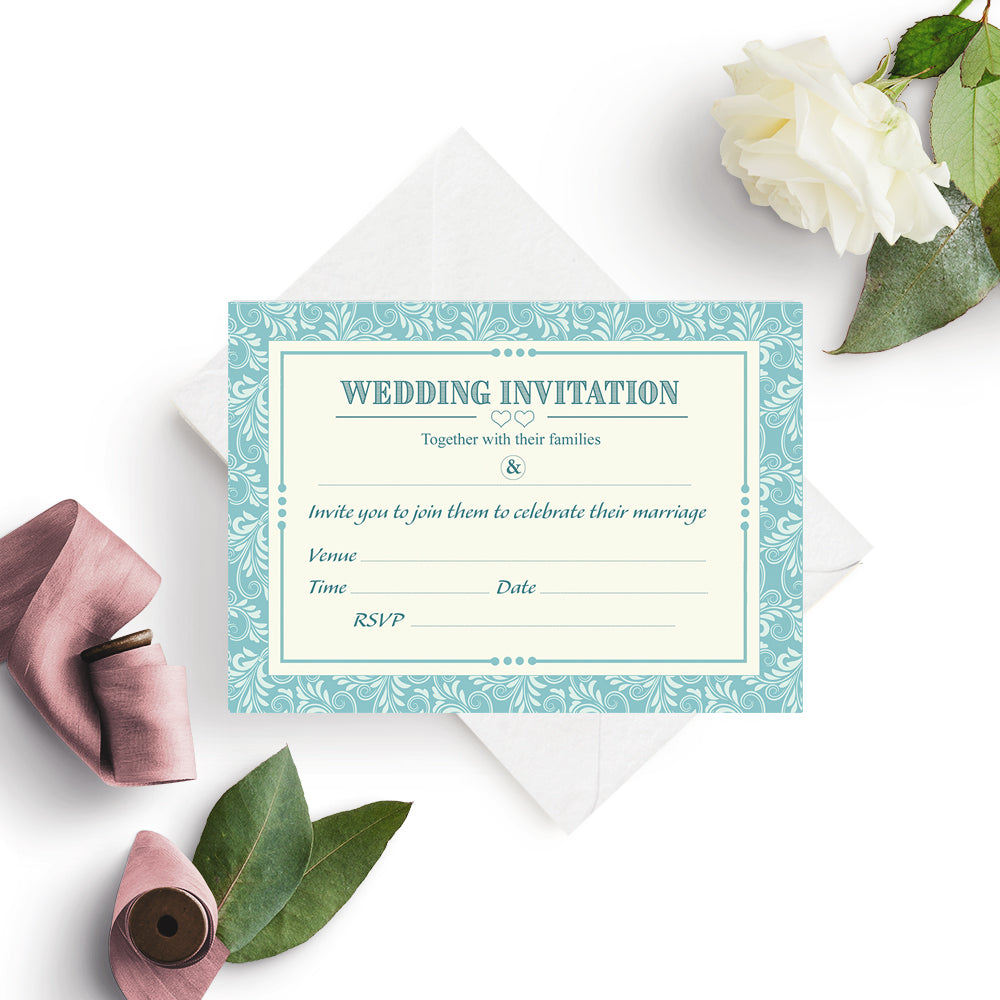 Classic Blue Wedding Day Invitations - Pack of 10