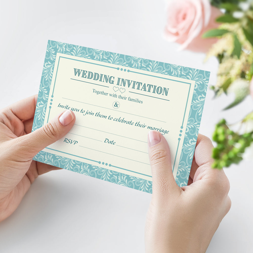 Classic Blue Wedding Day Invitations - Pack of 10