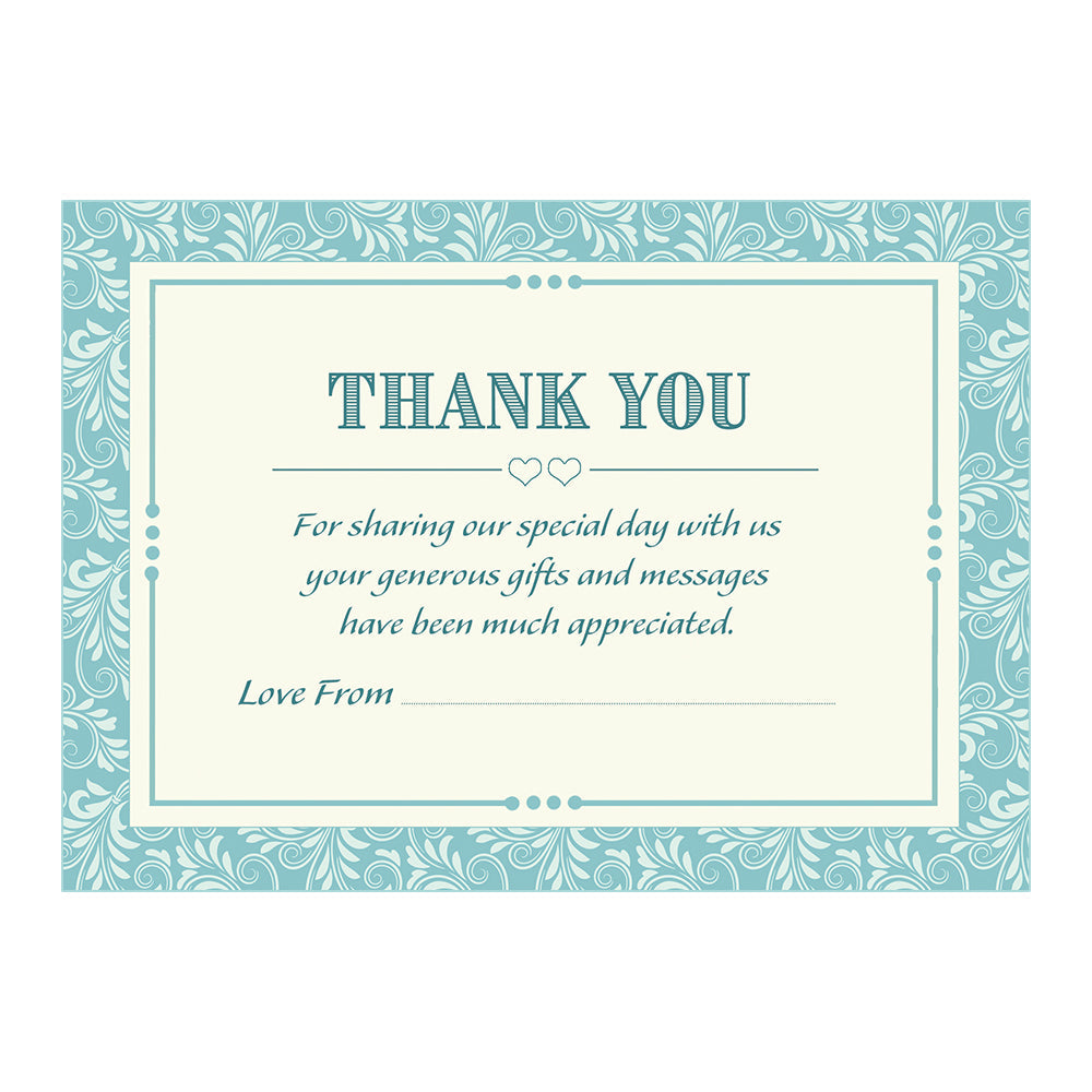 Classic Blue Wedding Thank You Note Cards - Pack of 10