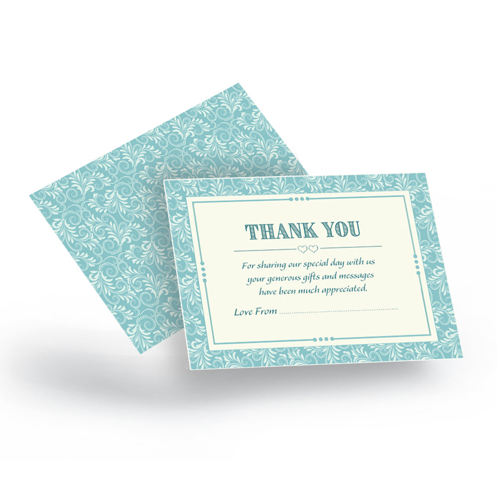 Classic Blue Wedding Thank You Note Cards - Pack of 10