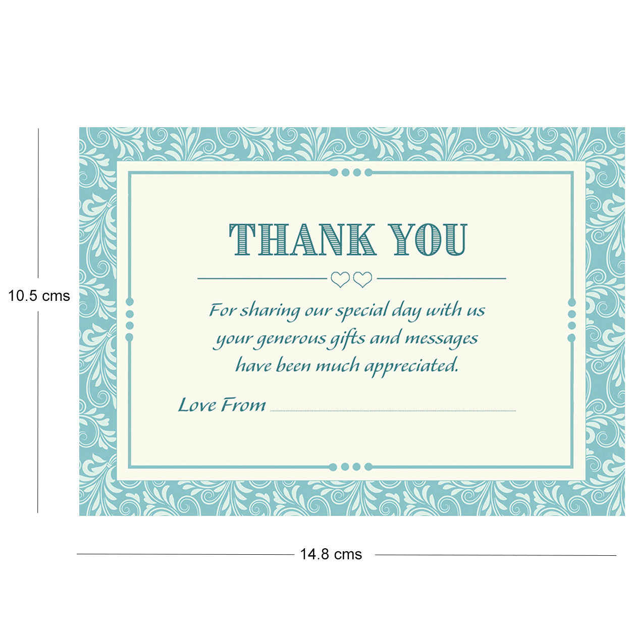 Classic Blue Wedding Thank You Note Cards With White Envelopes - Pack of 20