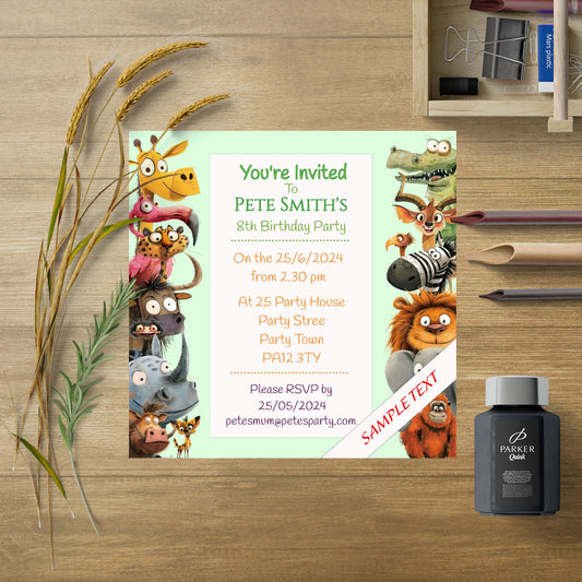 Print Your Own Personalised Safari Party Invites - Design Online