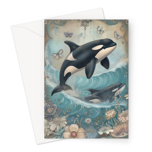 Orca killer whale in ocean Greeting Card