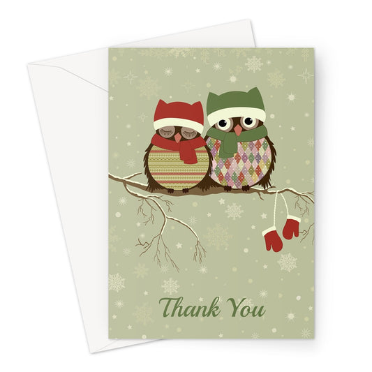 Xmas Thank You Owls Greeting Card