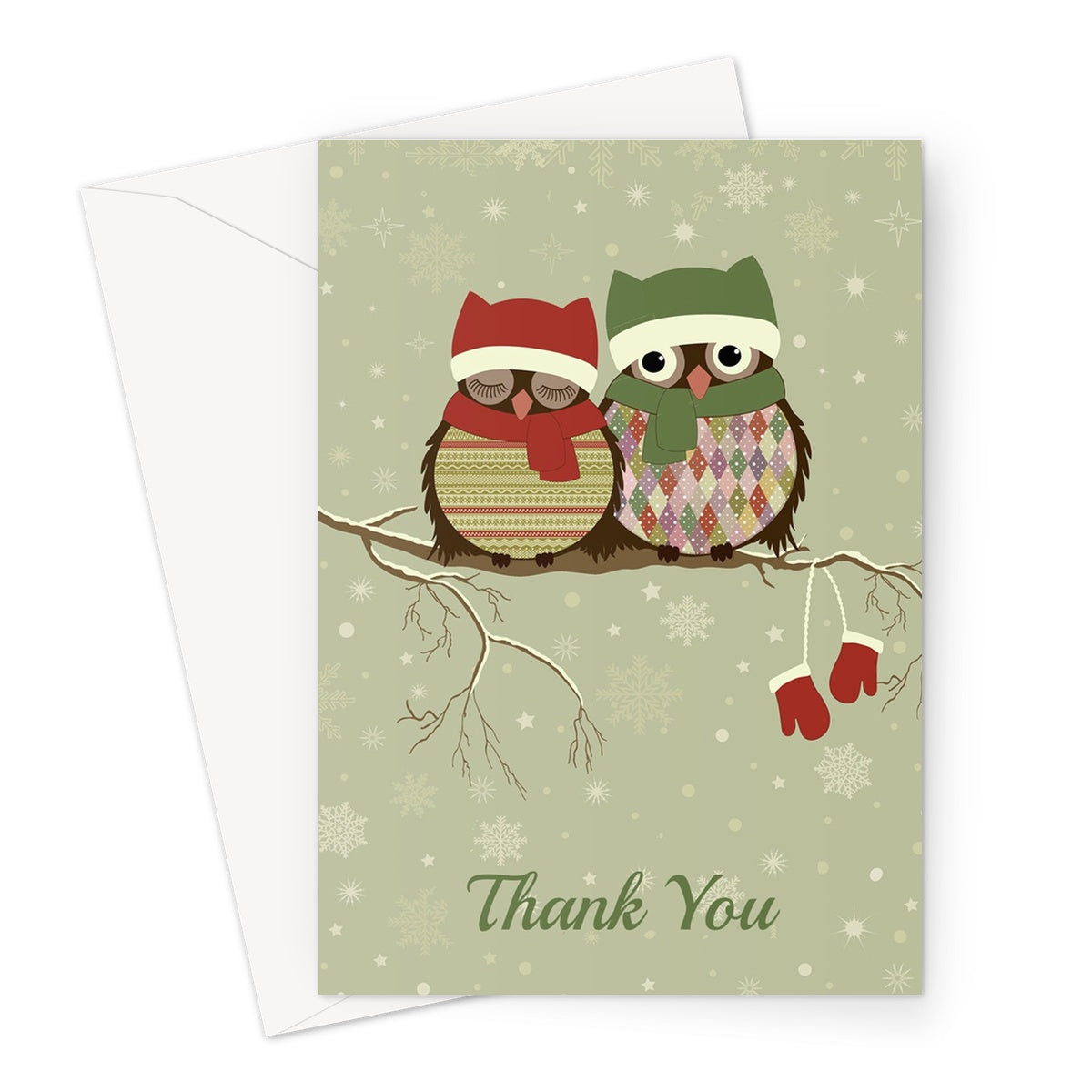 Xmas Thank You Owls Greeting Card