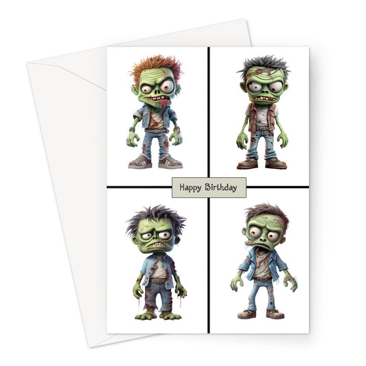 Quad Zombie Birthday Greeting Card
