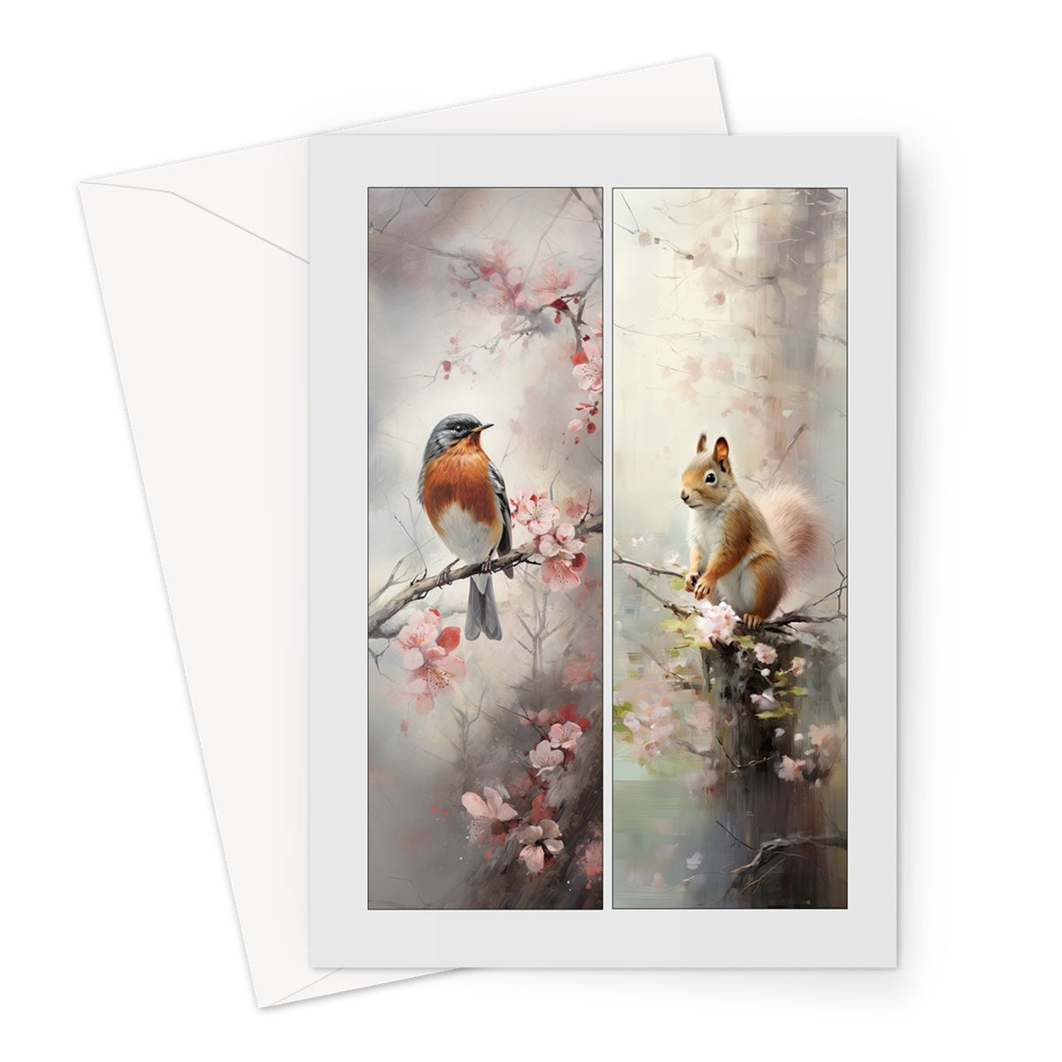 Blossom Friends Robin And Squirrel Greeting Card
