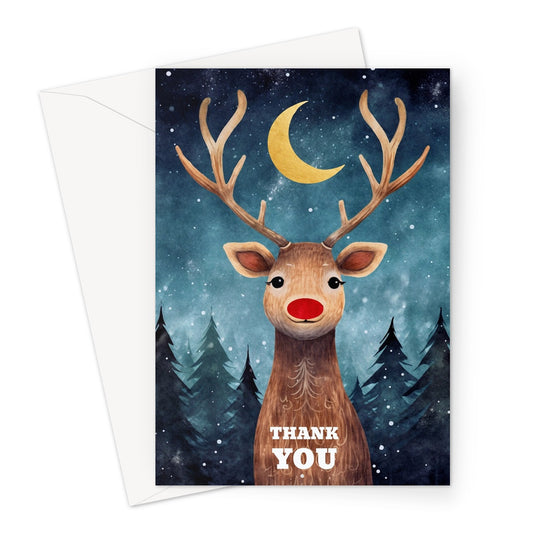 Xmas Thank You Reindeer Greeting Card