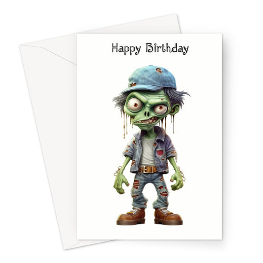 Little Zombie Birthday Greeting Card