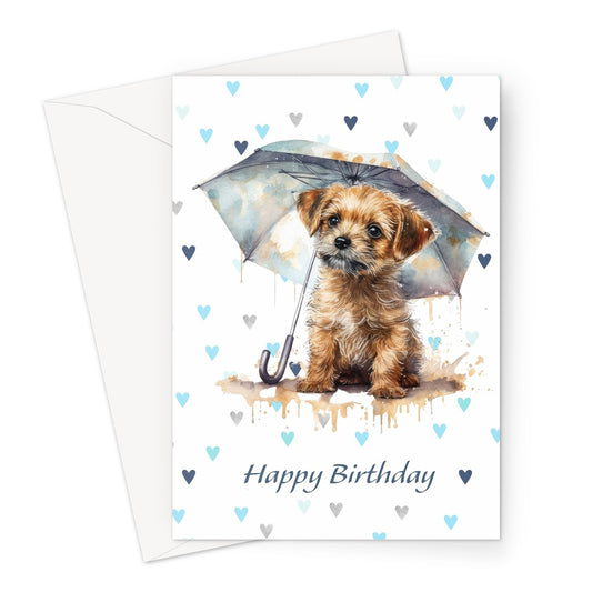 Puppy In A Puddle Birthday Greeting Card