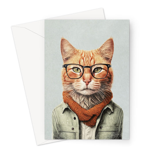 Hipster Cat Greeting Card