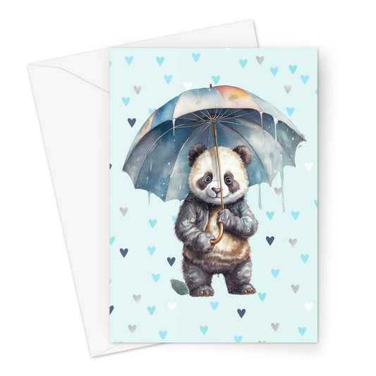 Panda Downpour Birthday Greeting Card