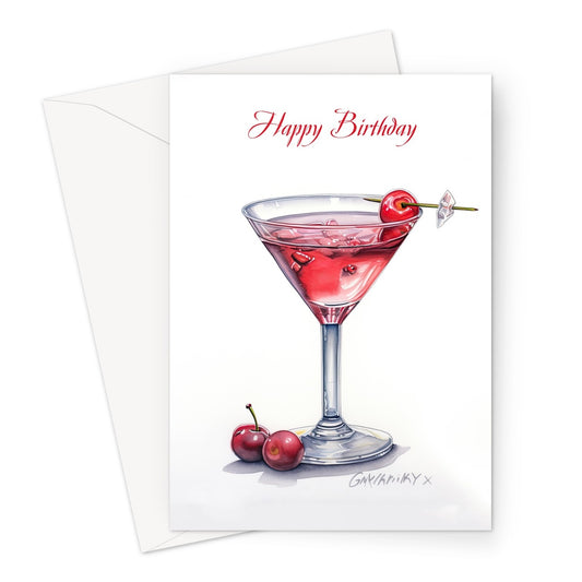 Cherry Cocktail Birthday Greeting Card