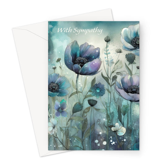 Pretty Blue Floral Sympathy Greeting Card