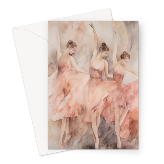 Three Ballet Dancers In Pink Greeting Card