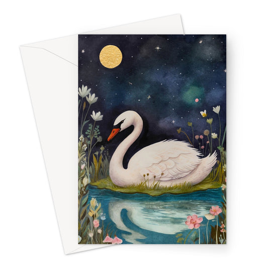Moonlight Swan Greeting Card