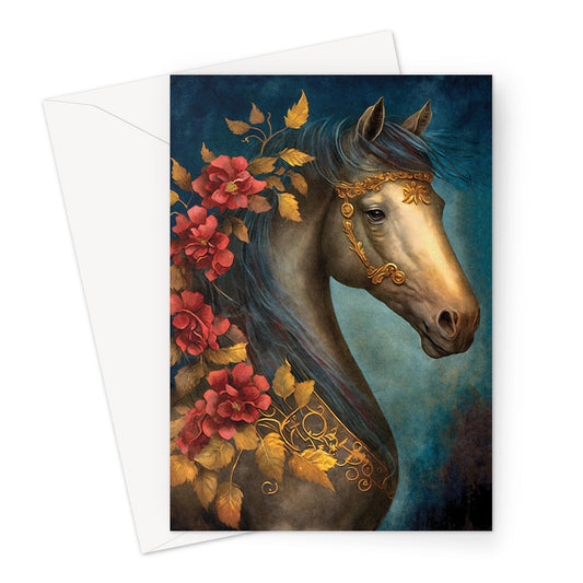 Horse And Flowers Greeting Card