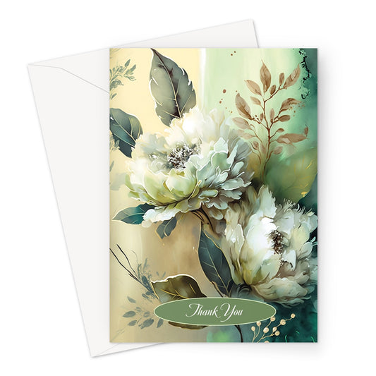 Green Flowers Thank You Greeting Card