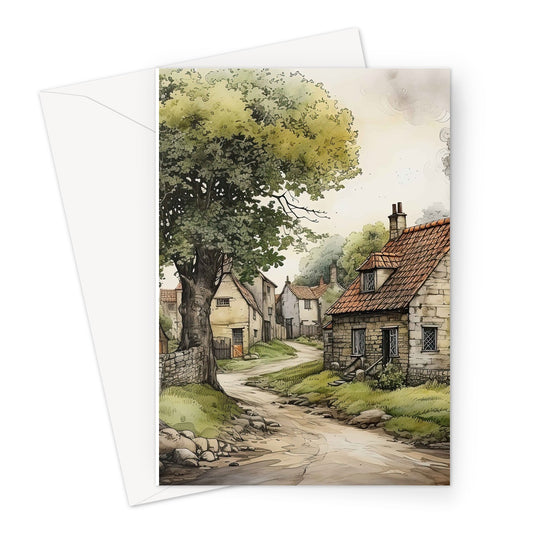 Old Country Village Greeting Card